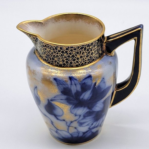 Doulton Burslem Other - Rare Doulton Burslem Antique Creamer 4" Pitcher Gold Encrusted, Blue Flowers